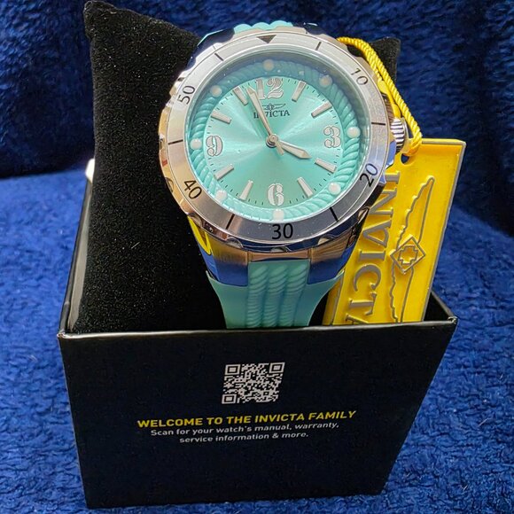 NWT Invicta Angel Unisex Watch - 38mm Silver Case/Turq Silicone Band (PF9292) main image 4